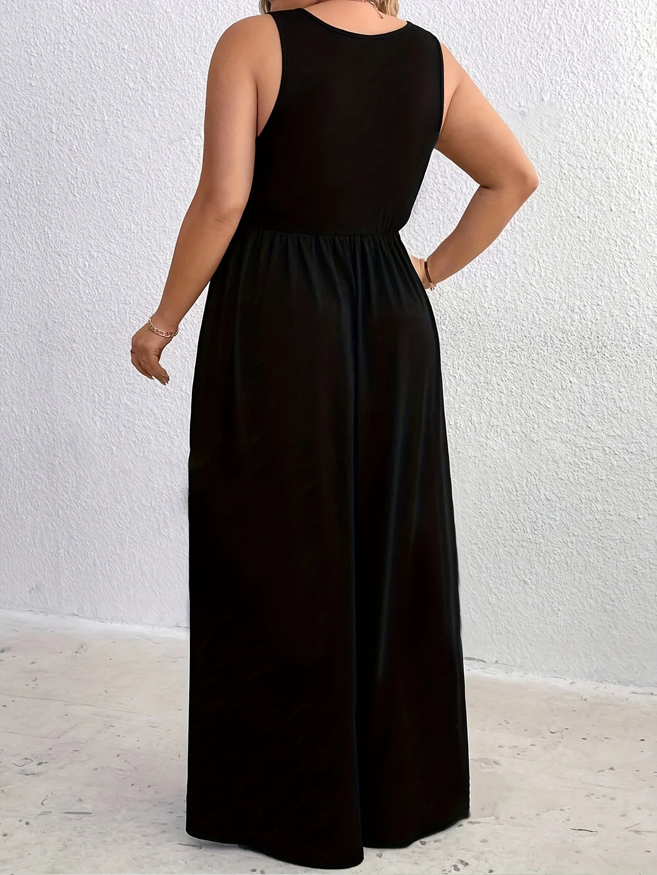 2024 AliExpress Europe and the United States cross-border plus size summer new fashion round neck tunic sleeveless dress