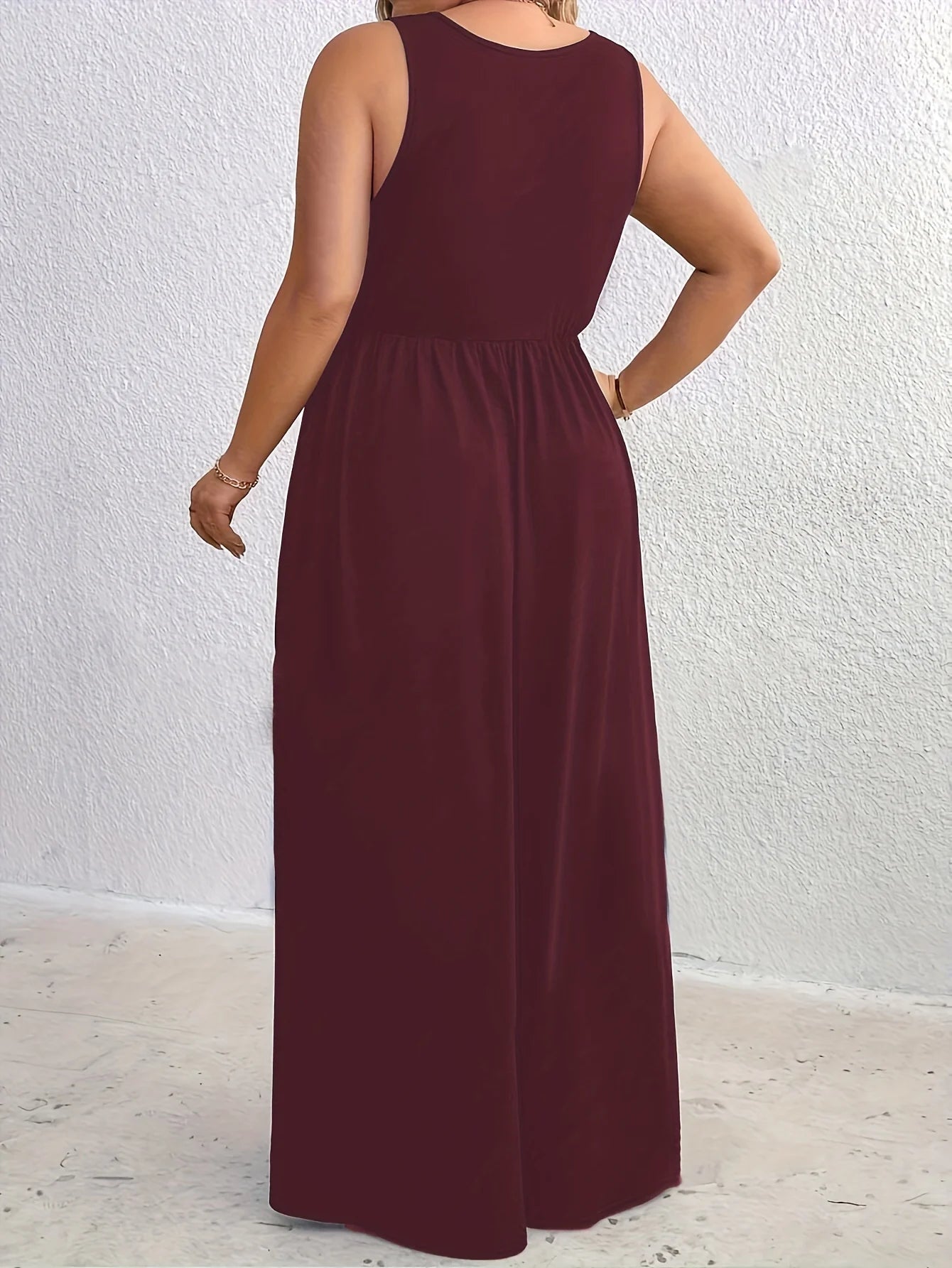 2024 AliExpress Europe and the United States cross-border plus size summer new fashion round neck tunic sleeveless dress